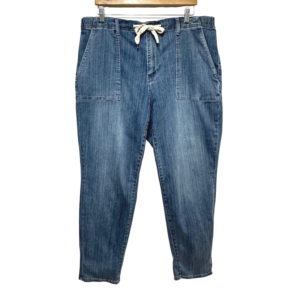 Judy Blue Drawstring Tapered Jeans Womens 18W Plus Blue Denim Casual Relaxed